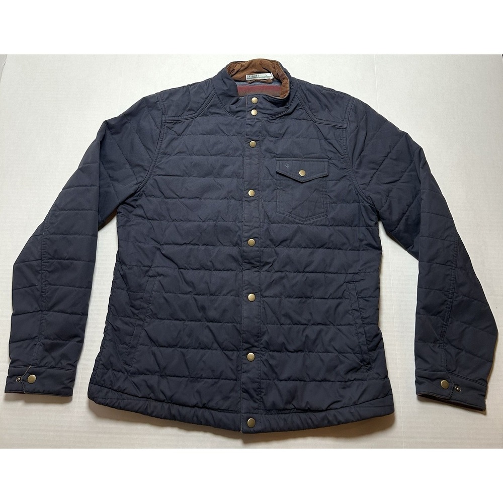 Criquet Quilted Shacket Mens Large Blue Western Snap Jacket Pocket Adult Casual